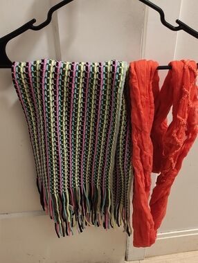 Joe Boxer Multicolor Striped Fringe Scarf with Coral Loop